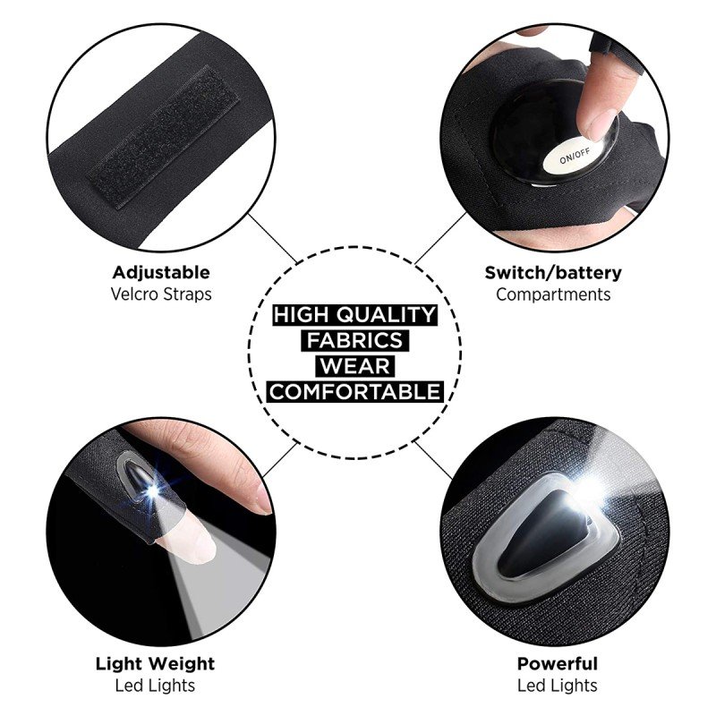 GLOBOSTAR® HANDLAMP 79067 Φακός Γάντι Χεριού LED 1W 100lm 60° DC 3V με 1xCR2016 Μπαταρία Αδιάβροχο IP44 Ψυχρό Λευκό 6000K - Μ33 x Π13.5 x Υ1cm - 1 Χρόνο Εγγύηση