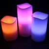GloboStar® 79556 ΣΕΤ 3 Διακοσμητικών Realistic Κεριών Παραφίνης με LED Εφέ Κινούμενης Φλόγας - Μπαταρίας & Ασύρματο Χειριστήριο IR Πολύχρωμα RGB Dimmable