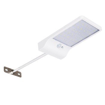 GLOBOSTAR® RASOL 71467 Προβολέας με Ανιχνευτή PIR / Αισθητήρα Κίνησης LED 4W 200lm 120° DC 5V με Φωτοβολταϊκό Panel 5V 0.3W & Επαναφορτιζόμενη Μπαταρία Li-ion 3.2V 2200mAh Αδιάβροχο IP65 Ψυχρό Λευκό 6000K - Sanan SMD Chip - Λευκό - Μ18.5 x Π11 x Υ3cm 