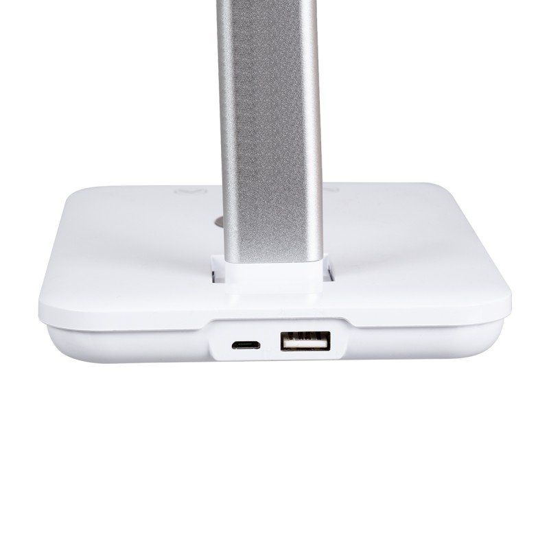 GLOBOSTAR® ONO 76532 Μοντέρνο Επιτραπέζιο Φωτιστικό Γραφείου με Ασύρματη Φόρτιση 10W 2A LED 3.5W 350lm 90° DC 5V με USB-C IP20 Ρυθμιζόμενο Λευκό CCT με Αφή 2700K/4500K/6000K Dimmable - Sanan SMD Chip - Λευκό - Μ18 x Π12 x Υ36cm - 2 Χρόνια Εγγύηση