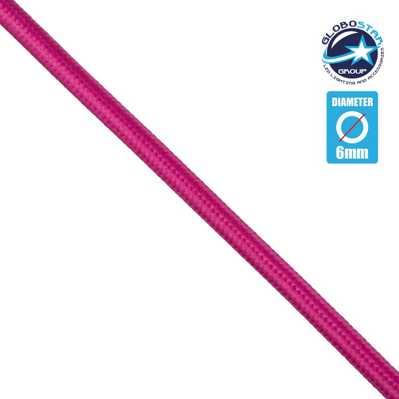 GloboStar® 77605 Στρογγυλό Υφασμάτινο Καλώδιο 1m 2 x 0.75mm² Φούξια GloboStar® 77605 Στρογγυλό Υφασμάτινο Καλώδιο 1m 2 x 0.75mm² Φούξια