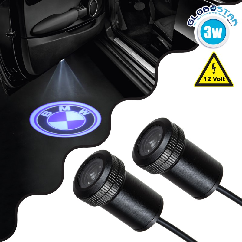 GLOBOSTAR® GHOSTLOGO 81603 Projector Προβολής Μάρκας Αυτοκινήτου "BMW" LED 2.5W/5W 100lm/200lm 45° DC 12V Αδιάβροχο IP65 Ψυχρό Λευκό 6000K - CREE XHP35 Chip - Μ2.2 x Π3.4 x Υ2.2cm / Q1.9cm - Πακέτο 2 Τεμαχίων - 1 Χρόνο Εγγύηση