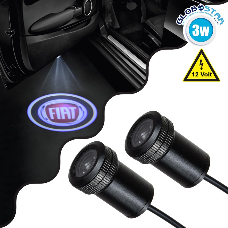 GloboStar® 81606 FIAT Ghost Car Brand Logo Projector - Προτζέκτορας Προβολής Μάρκας Αυτοκινήτου LED CREE XHP35 3W 240lm 120° DC 12V IP20 Ψυχρό Λευκό 6000K