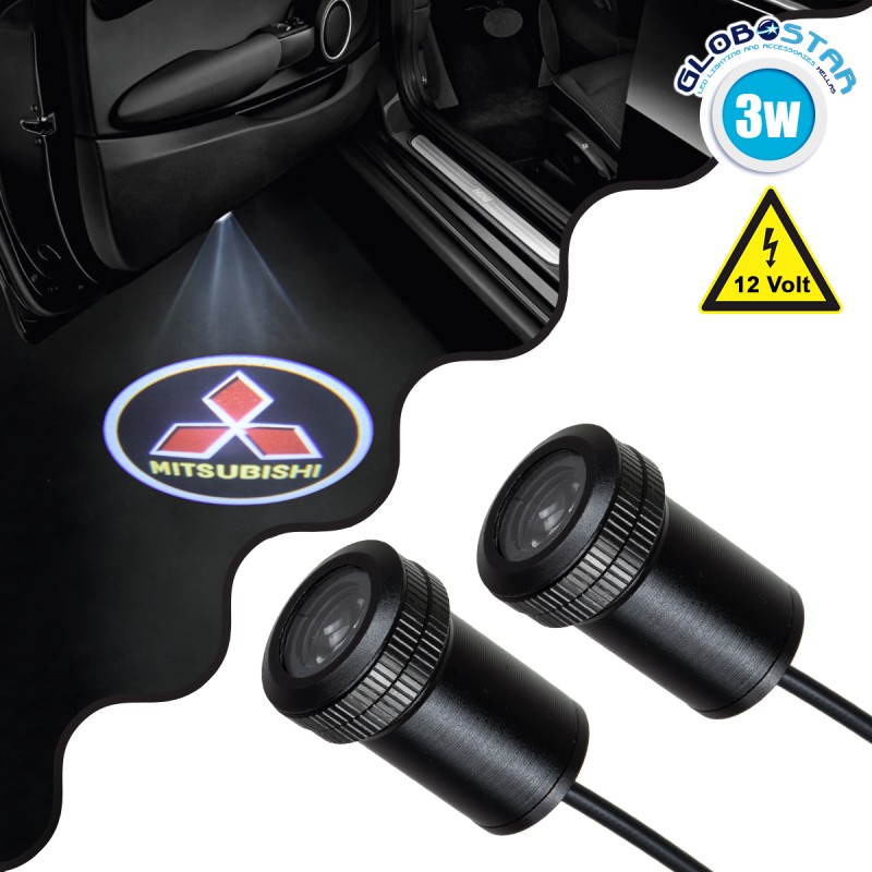 GLOBOSTAR® GHOSTLOGO 81615 Projector Προβολής Μάρκας Αυτοκινήτου "MITSUBISHI" LED 2.5W/5W 100lm/200lm 45° DC 12V Αδιάβροχο IP65 Ψυχρό Λευκό 6000K - CREE XHP35 Chip - Μ2.2 x Π3.4 x Υ2.2cm / Q1.9cm - Πακέτο 2 Τεμαχίων - 1 Χρόνο Εγγύηση