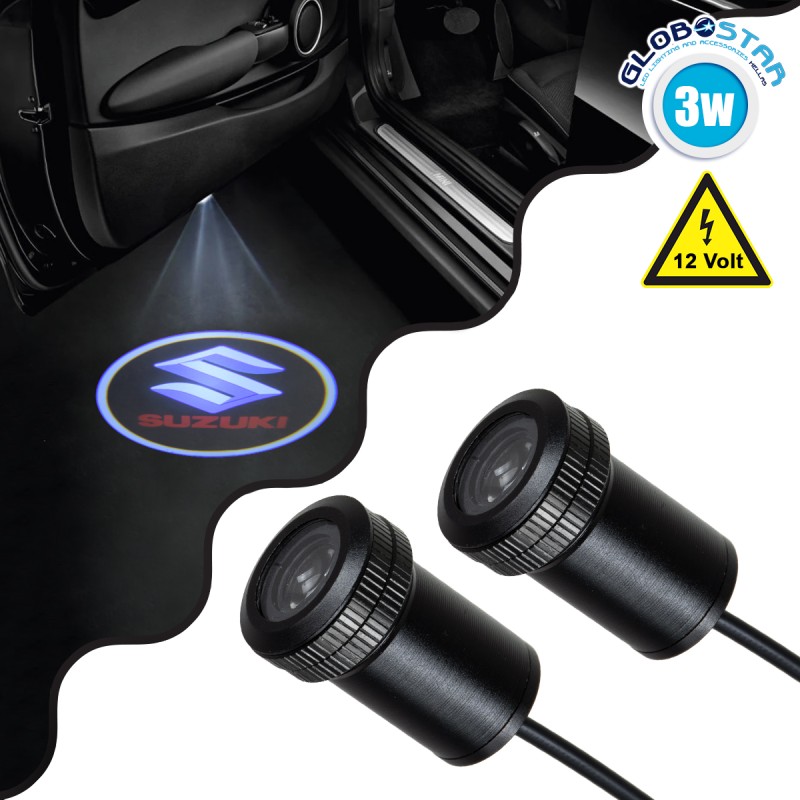 GLOBOSTAR® GHOSTLOGO 81626 Projector Προβολής Μάρκας Αυτοκινήτου "SUZUKI" LED 2.5W/5W 100lm/200lm 45° DC 12V Αδιάβροχο IP65 Ψυχρό Λευκό 6000K - CREE XHP35 Chip - Μ2.2 x Π3.4 x Υ2.2cm / Q1.9cm - Πακέτο 2 Τεμαχίων - 1 Χρόνο Εγγύηση