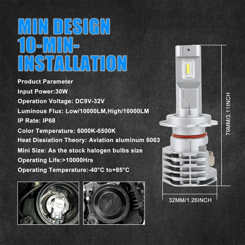 GloboStar® 81666 H7 M4 Line KIT Βασικού Φωτισμού Αυτοκινήτου & Μοτοσυκλέτας 3rd Generation Can-Bus Extreme Series LED CREE CXB COB 30W/60W 3200lm/6400lm DC 12-24V Αδιάβροχο IP68 Ψυχρό Λευκό 6000K