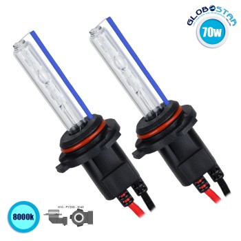 GloboStar® 84017 H10 ΣΕΤ 2 x Λάμπες Βασικού Φωτισμού Αυτοκινήτου & Μοτοσυκλέτας Xenon HID 70W 6400lm IP20 Ψυχρό Λευκό 8000K