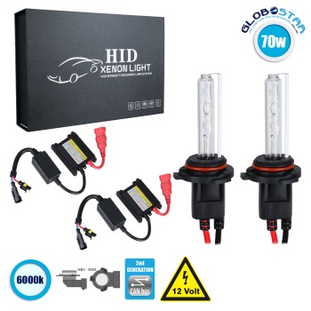 GloboStar® 84109 HB3 9005 CB Line KIT Βασικού Φωτισμού Αυτοκινήτου & Μοτοσυκλέτας 2nd Generation Can-Bus Series XENON 70W 6400lm DC 9-16V Αδιάβροχο IP65 Ψυχρό Λευκό 6000K