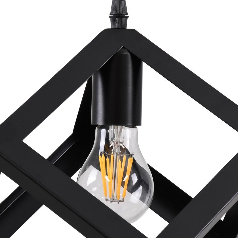 GLOBOSTAR® CUBE 00801 Μοντέρνο Κρεμαστό Φωτιστικό Οροφής με Ντουί 1 x E27 AC 220-240V IP20 - Μαύρο - Μ25 x Π25 x Υ25cm