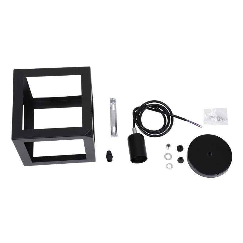 GLOBOSTAR® CUBE 00801 Μοντέρνο Κρεμαστό Φωτιστικό Οροφής με Ντουί 1 x E27 AC 220-240V IP20 - Μαύρο - Μ25 x Π25 x Υ25cm