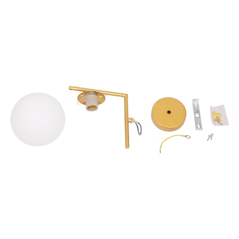 GLOBOSTAR® JADA 01426 Μοντέρνο Φωτιστικό Τοίχου - Απλίκα με Ντουί 1 x E27 AC 220-240V IP20 - Χρυσό & Λευκό - Μ15 x Π21.5 x Υ18cm