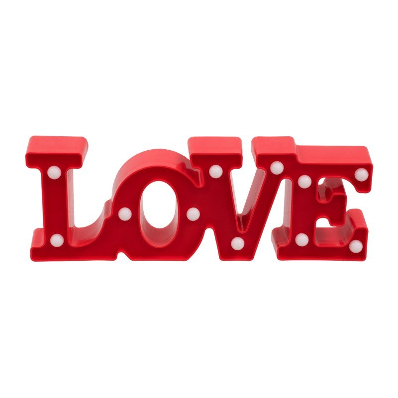GLOBOSTAR® LOVE BOMBING 76548 Μοντέρνο Επιτραπέζιο Φωτιστικό Πορτατίφ LED 2W 120lm 180° DC 3V με Μπαταρίες 2xAAA IP20 Θερμό Λευκό 2700K - Κόκκινο - Μ30 x Π10.7 x Υ4cm - 2 Χρόνια Εγγύηση