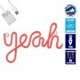 GloboStar® 78589 Φωτιστικό Ταμπέλα Φωτεινή Επιγραφή NEON LED Σήμανσης YEAH 5W με Καλώδιο Τροφοδοσίας USB - Μπαταρίας 3xAAA (Δεν Περιλαμβάνονται) - Κόκκινο