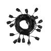 GLOBOSTAR® GARLAND 78985 Καλωδιογιρλάντα 20m με Ντουί 15 x E27 & Πρίζα Schuko AC 220-240V IP65 - Μαύρο - Μ1500 x Π127 x Υ16cm