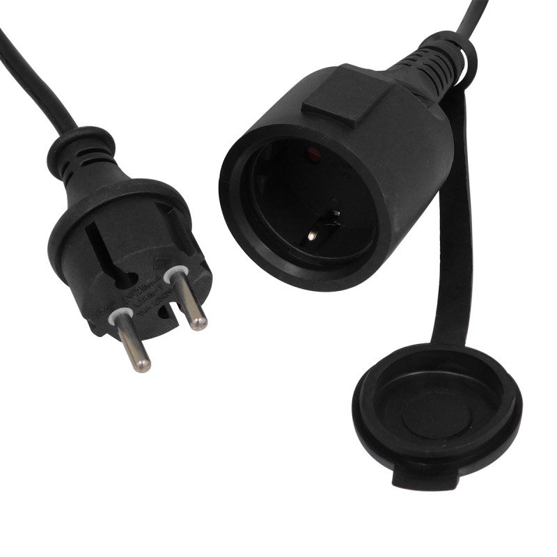 GLOBOSTAR® GARLAND 78985 Καλωδιογιρλάντα 20m με Ντουί 15 x E27 & Πρίζα Schuko AC 220-240V IP65 - Μαύρο - Μ1500 x Π127 x Υ16cm