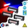 GloboStar® 85035 PRO Series ΣΕΤ 4 x Μπάρες Σήμανσης Οχήματος Αστυνομίας για Αυτοκίνητα & Φορτηγά 13 Προγραμμάτων Φωτισμού LED CREE CXB COB 36W DC 10-30V Αδιάβροχο IP65 Κόκκινο & Μπλε