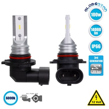 GloboStar® 85608 H10 F2S Line KIT Βασικού Φωτισμού Αυτοκινήτου & Μοτοσυκλέτας 3nd Generation Can-Bus Series LED CREE CXB 100W 14000lm DC 12V Αδιάβροχο IP66 Ψυχρό Λευκό 6000K