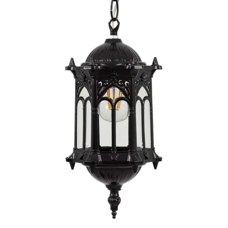 GLOBOSTAR® DARCY 00655 Vintage Κρεμαστό Φωτιστικό Οροφής με Ντουί 1 x E27 AC 220-240V IP20 - Μαύρο - Μ15.5 x Π15.5 x Υ32.5cm