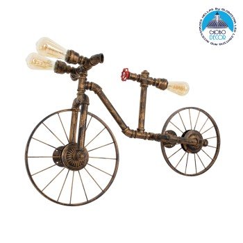GLOBOSTAR® SWIFTWALKER 00659 Vintage Φωτιστικό Τοίχου - Απλίκα με Ντουί 3 x E27 AC 220-240V IP20 - Χάλκινο - Μ85 x Π29.5 x Υ55cm