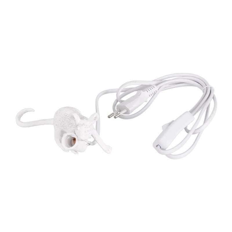 GLOBOSTAR® MOUSE 00676 Vintage Επιτραπέζιο Φωτιστικό Πορτατίφ με Ντουί 1 x E12 AC 220-240V IP20 - Λευκό - Μ13 x Π4 x Υ7cm