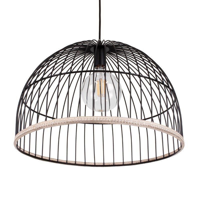 GLOBOSTAR® NEVIS 00681 Μοντέρνο Κρεμαστό Φωτιστικό Οροφής με Ντουί 1 x E27 AC 220-240V IP20 - Μαύρο & Μπεζ - Μ49 x Π49 x Υ34.5cm