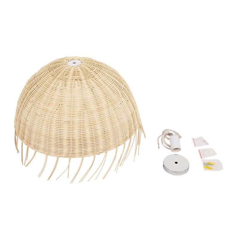 GLOBOSTAR® JAKARTA 00712 Boho Κρεμαστό Φωτιστικό Οροφής με Ντουί 1 x E27 AC 220-240V IP20 - Μπεζ - Μ50 x Π50 x Υ36cm
