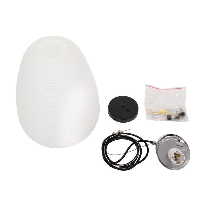 GLOBOSTAR® FREYA 00745 Μοντέρνο Κρεμαστό Φωτιστικό Οροφής με Ντουί 1 x E27 AC 220-240V IP20 - Λευκό & Ασημί - Μ24 x Π24 x Υ35cm