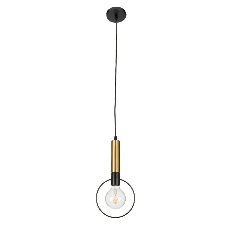GLOBOSTAR® OLVERO 00772 Μοντέρνο Κρεμαστό Φωτιστικό Οροφής με Ντουί 1 x E27 AC 220-240V IP20 - Μαύρο & Χρυσό - Μ18 x Π4 x Y38cm