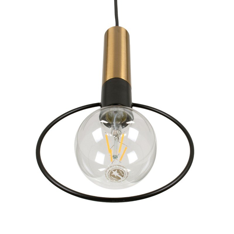 GLOBOSTAR® OLVERO 00772 Μοντέρνο Κρεμαστό Φωτιστικό Οροφής με Ντουί 1 x E27 AC 220-240V IP20 - Μαύρο & Χρυσό - Μ18 x Π4 x Y38cm