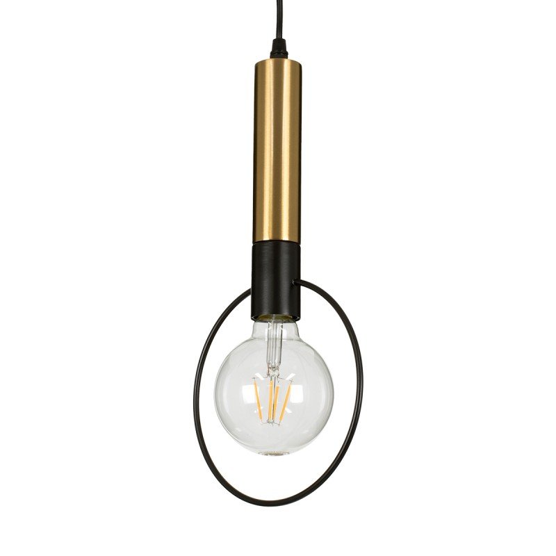 GLOBOSTAR® OLVERO 00772 Μοντέρνο Κρεμαστό Φωτιστικό Οροφής με Ντουί 1 x E27 AC 220-240V IP20 - Μαύρο & Χρυσό - Μ18 x Π4 x Y38cm