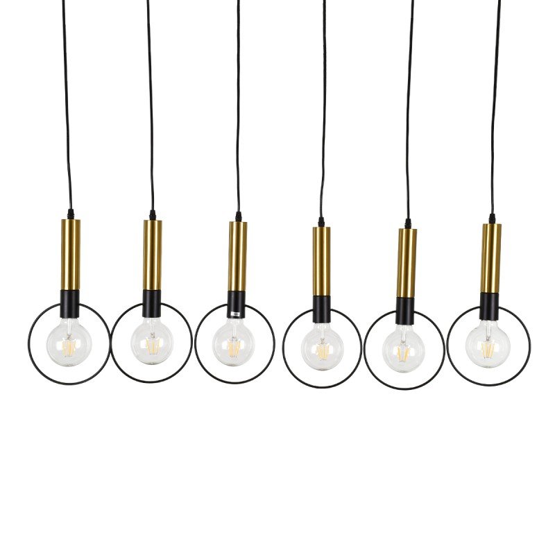 GLOBOSTAR® OLVERO 00776 Μοντέρνο Κρεμαστό Φωτιστικό Οροφής με Ντουί 6 x E27 AC 220-240V IP20 - Μαύρο & Χρυσό - Μ110 x Π18 x Y130cm