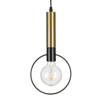 GLOBOSTAR® OLVERO 00772 Μοντέρνο Κρεμαστό Φωτιστικό Οροφής με Ντουί 1 x E27 AC 220-240V IP20 - Μαύρο & Χρυσό - Μ18 x Π4 x Y38cm