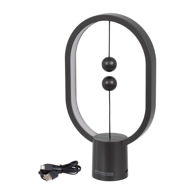 GloboStar® 76544 Επιτραπέζιο Φωτιστικό Πορτατίφ LED 15W 1500lm 360° DC 5V IP20 Θερμό Λευκό 2700K Μαύρο & Λευκό Πλαστικό - Μ14 x Π5.5 x Υ24.8cm - 2 Xρόνια Εγγύηση