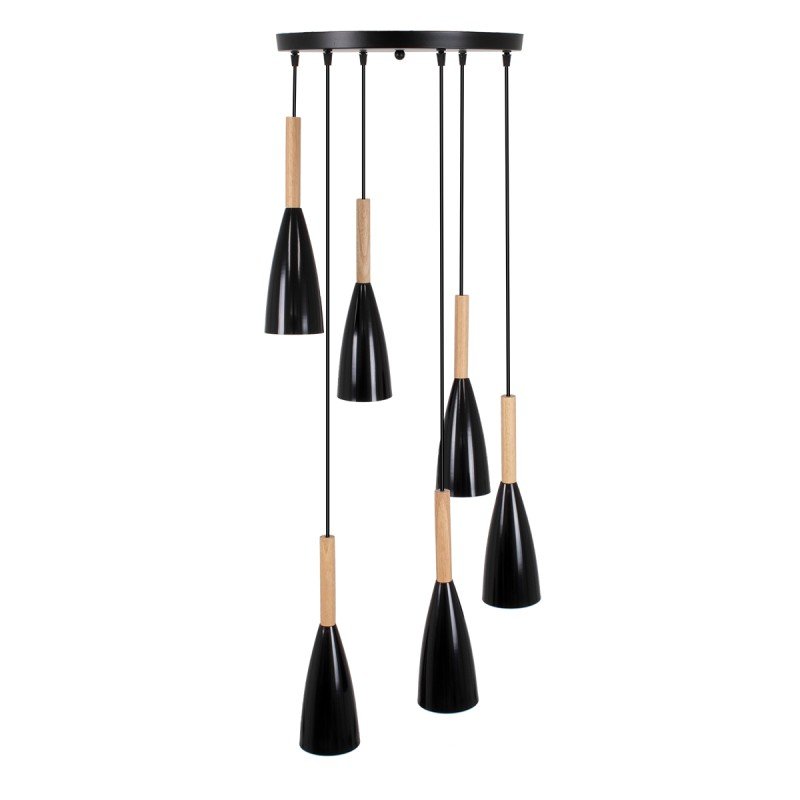 GLOBOSTAR® DILLON 00628 Μοντέρνο Κρεμαστό Φωτιστικό Οροφής με Ντουί 6 x E27 AC 220-240V IP20 - Μαύρο & Μπεζ - Μ52 x Π52 x Y130cm