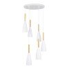 GLOBOSTAR® DILLON 00629 Μοντέρνο Κρεμαστό Φωτιστικό Οροφής με Ντουί 6 x E27 AC 220-240V IP20 - Λευκό & Μπεζ - Μ52 x Π52 x Y130cm