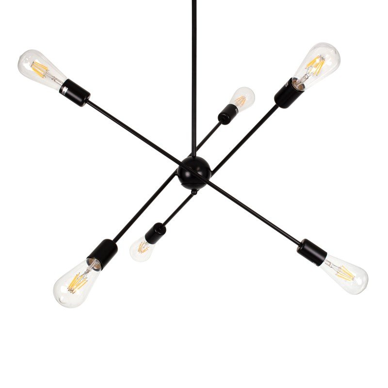 GLOBOSTAR® ZANE 00784 Μοντέρνο Φωτιστικό Οροφής με Ντουί 6 x E27 AC 220-240V IP20 - Μαύρο - Μ70 x Π70 x Υ100cm