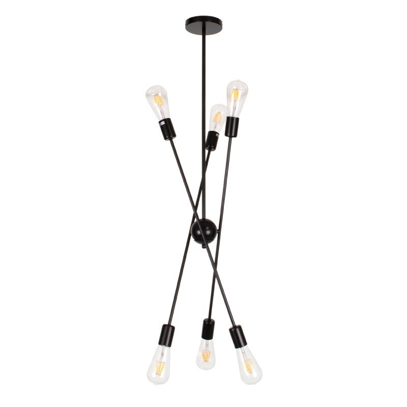 GLOBOSTAR® ZANE 00784 Μοντέρνο Φωτιστικό Οροφής με Ντουί 6 x E27 AC 220-240V IP20 - Μαύρο - Μ70 x Π70 x Υ100cm