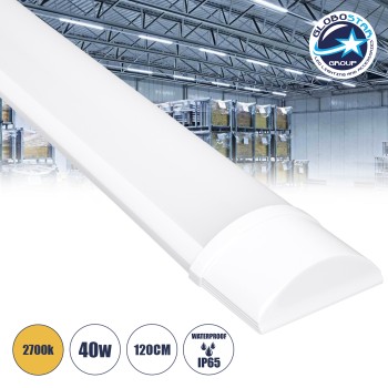 GloboStar® 60160 LED Γραμμικό Βιομηχανικό Φωτιστικό Tri-Proof 120cm 40W 3648lm 120° AC 220-240V Αδιάβροχο IP65 Μ120 x Π7.5 x Υ2.5cm Θερμό Λευκό 2700K - 2 Χρόνια Εγγύηση