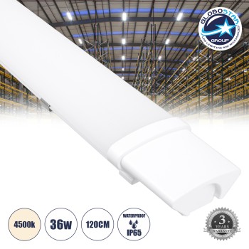 GLOBOSTAR® BIOMI 60165 Γραμμικό Βιομηχανικό Φωτιστικό Tri-Proof LED 36W 3987lm 120° AC 220-240V Αδιάβροχο IP65 Φυσικό Λευκό 4500K - Lumileds SMD Chip - Μ120 x Π6 x Υ4cm - 3 Χρόνια Εγγύηση