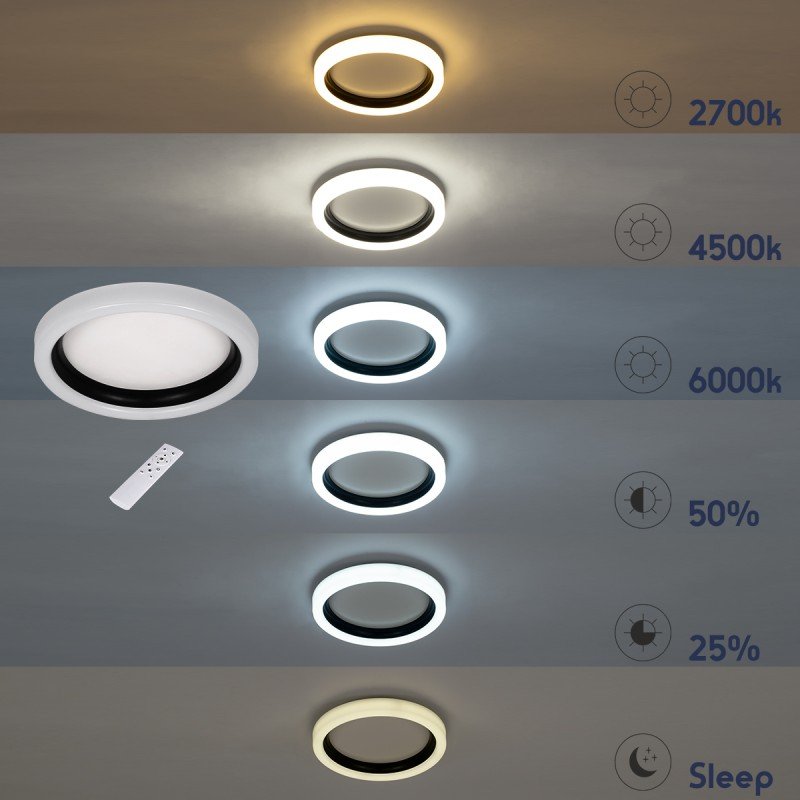 GLOBOSTAR® ARIANA 61035 Μοντέρνο Φωτιστικό Οροφής LED 55W 6376lm 120° AC 220-240V IP20 Ρυθμιζόμενο Λευκό CCT με Χειριστήριο από 2700K έως 6000K Dimmable - Lumileds SMD Chip - Λευκό Ματ - Μ48 x Π48 x Υ9cm - 3 Χρόνια Εγγύηση