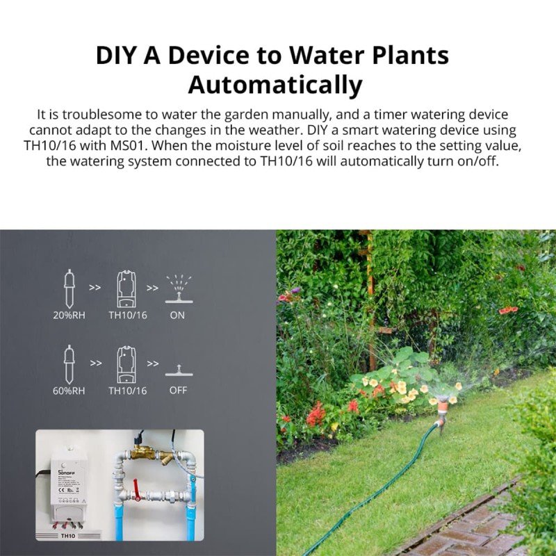GloboStar® 80059 SONOFF MS01 - Smart Soil Moisture Sensor TH Sensor for TH10 & TH16 Models