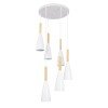 GLOBOSTAR® DILLON 00629 Μοντέρνο Κρεμαστό Φωτιστικό Οροφής με Ντουί 6 x E27 AC 220-240V IP20 - Λευκό & Μπεζ - Μ52 x Π52 x Y130cm