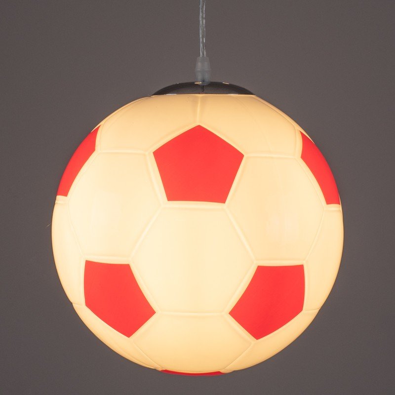 GLOBOSTAR® FOOTBALL 00646 Παιδικό Κρεμαστό Φωτιστικό Οροφής με Ντουί 1 x E27 AC 220-240V IP20 - Λευκό & Κόκκινο - Μ25 x Π25 x Υ25cm