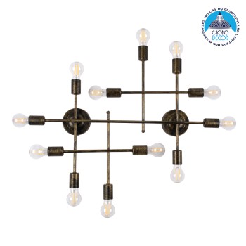 GLOBOSTAR® PIPING 00669 Vintage Φωτιστικό Τοίχου - Απλίκα με Ντουί 12 x E27 AC 220-240V IP20 - Μπρούτζινο - Μ78.5 x Π9.5 x Υ64cm