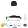 GLOBOSTAR® NEMESIS 61155 Μοντέρνο Κρεμαστό Φωτιστικό Οροφής LED 30W 3513lm 360° AC 220-240V IP20 Ρυθμιζόμενο Λευκό CCT με Χειριστήριο από 2700K έως 6000K Dimmable - Lumileds SMD Chip - Μαυρό Ματ - Μ40 x Π40 x Υ4cm - 3 Χρόνια Εγγύηση