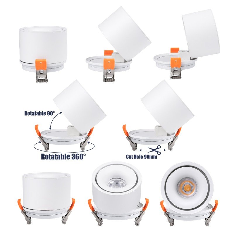 GLOBOSTAR® OMEGA-R 60295 Χωνευτό Κινούμενο Downlight Σποτ LED 12W 1500lm 36° AC 220-240V IP20 Θερμό Λευκό 2700K - Bridgelux COB Chip & TÜV SÜD Driver - Λευκό Ματ - Μ10 x Π10 x Υ8.2cm / Q9cm - 5 Χρόνια Εγγύηση