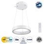 GLOBOSTAR® NEMESIS 61153 Μοντέρνο Κρεμαστό Φωτιστικό Οροφής LED 20W 2356lm 360° AC 220-240V IP20 Ρυθμιζόμενο Λευκό CCT με Χειριστήριο από 2700K έως 6000K Dimmable - Lumileds SMD Chip - Λευκό Ματ - Μ25 x Π25 x Υ4cm - 3 Χρόνια Εγγύηση