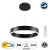 GLOBOSTAR® VENOM 61173 Μοντέρνο Κρεμαστό Φωτιστικό Οροφής LED 30W 3513lm 120° AC 220-240V IP20 Ρυθμιζόμενο Λευκό CCT με Χειριστήριο από 2700K έως 6000K Dimmable - Lumileds SMD Chip - Μαύρο Ματ - Μ40 x Π40 x Υ6.5cm - 3 Χρόνια Εγγύηση