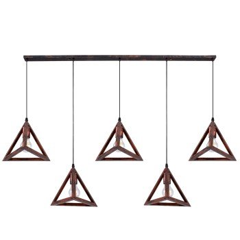 GLOBOSTAR® TRIANGLE 00609 Μοντέρνο Κρεμαστό Φωτιστικό Οροφής με Ντουί 5 x E27 AC 220-240V IP20 - Χάλκινο - Μ170 x Π22 x Y130cm