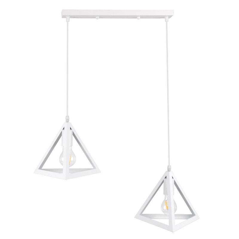 GLOBOSTAR® TRIANGLE 00612 Μοντέρνο Κρεμαστό Φωτιστικό Οροφής με Ντουί 2 x E27 AC 220-240V IP20 - Λευκό - Μ60 x Π22 x Y130cm